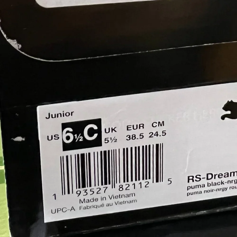 PUMA Junior RS-Dreamer 193990 03 J. Cole Black -‎ Size 6.5